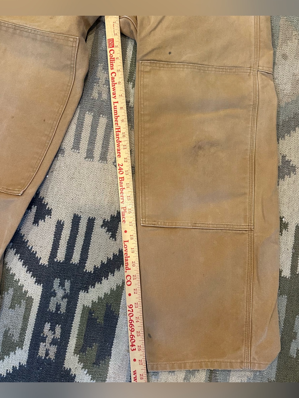 VTG Carhartt R01 Bib Overalls Mens 38 Brown Duck Canvas Double Knee Work - Picture 15 of 16